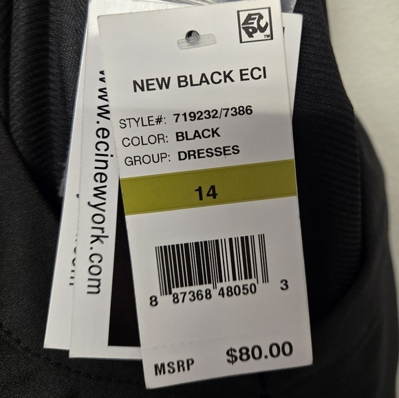 ECI New York Bell Sleeve Fit & Flare Dress Black 14 - Picture 12 of 13